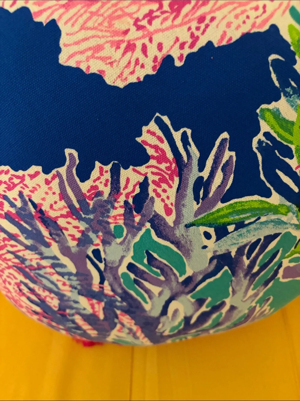 Lilly Pulitzer Coral Reef Round Tropical Print Throw Pillow with Pink Tassels